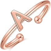 GLIJWELE 925 Sterling Silver Rings -14K Gold Plated Sterling Silver Initial Rings for Women - Jewelry Gifts