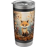 Cute Fox Fall Woodland Forest Autumn Leaves Stainless Steel Insulated Tumbler