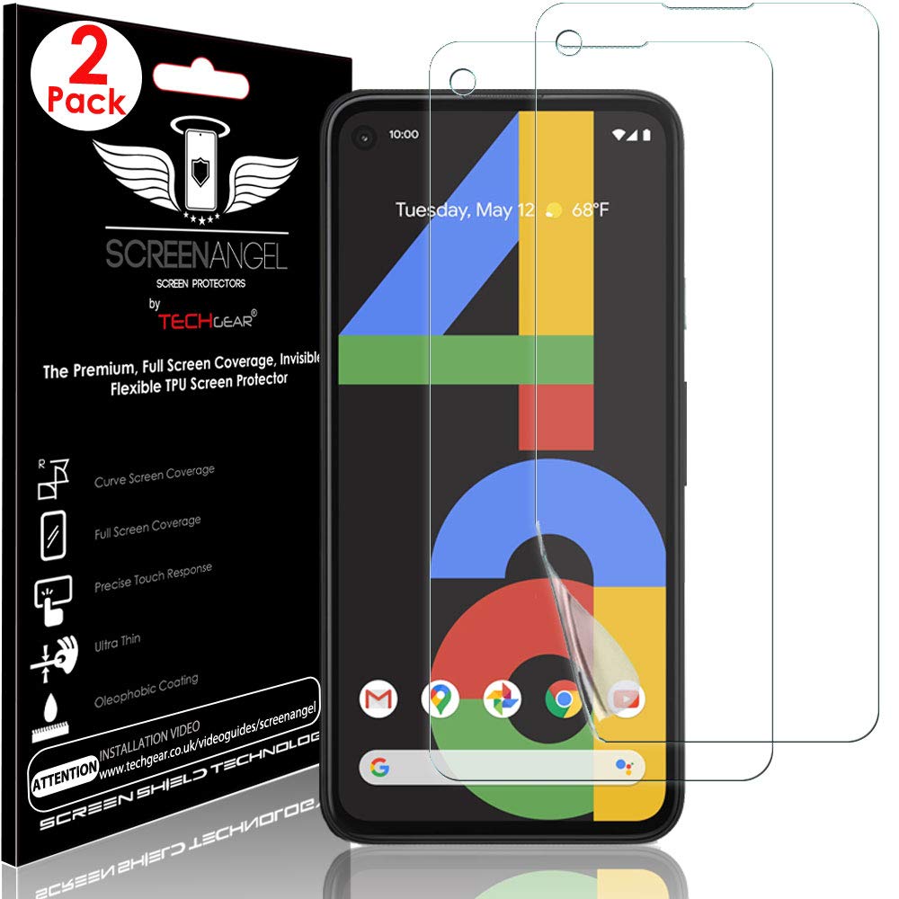 TECHGEAR [2 Pack Screen Protectors fit Google Pixel 4a [Screen Angel Edition] [Case Friendly] [Bubble Free] [FULL Screen Coverage] HD Clear Flexible TPU Films,NOT Pixel 4a 5G