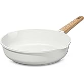 ESLITE LIFE Nonstick Ceramic Frying Pan Skillet, Non-Toxic Egg Omelette Kitchen Cooking Pans Compatible with All Stovetops (Gas, Electric & Induction), PTFE & PFOA Free (White, 11")