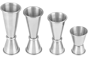 4pcs Cocktail Jiggers Set, Stainless Steel Japanese Style Double Measuring Cups with Internal Markings Professional Bartendin