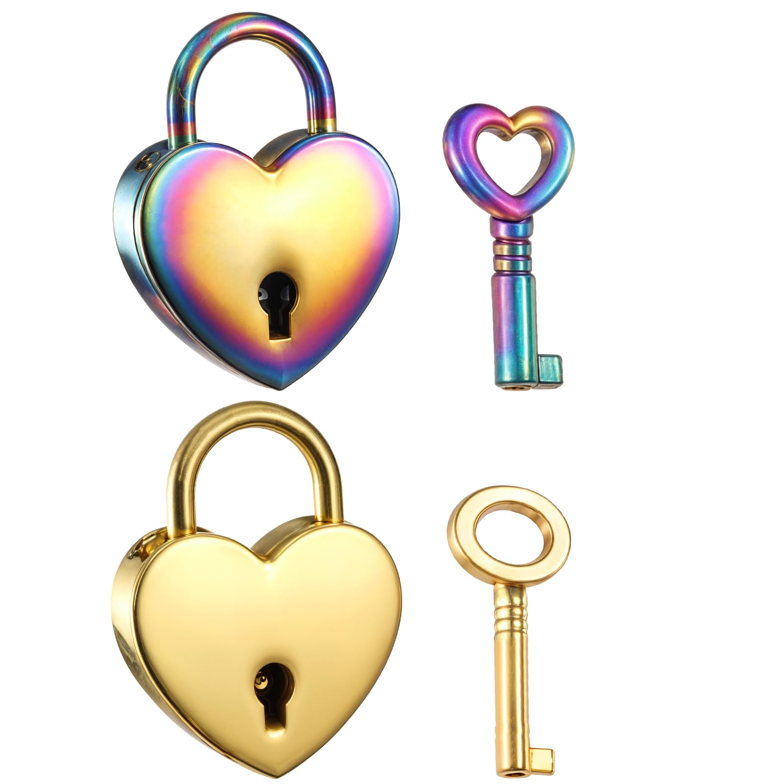 2 Sets Mini Heart Padlock, Heart Shaped Small Padlocks with Keys, Mini Personalised Padlock for Diary Book Jewelry Box Luggage