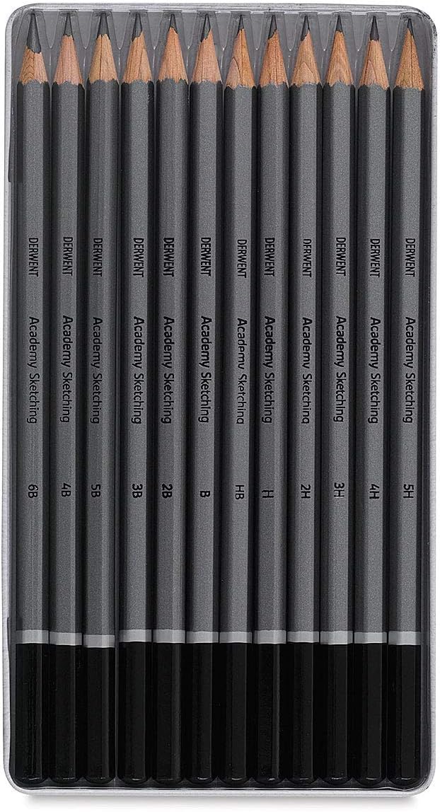 Derwent Academy Graphite Sketching Pencils, Set of 12 in Tin Box, 6B-5H HB Degrees, Precision Core Strength, Smooth Texture, for Drawing & Illustrating, Premium Hobbyist Quality, 2301946…
