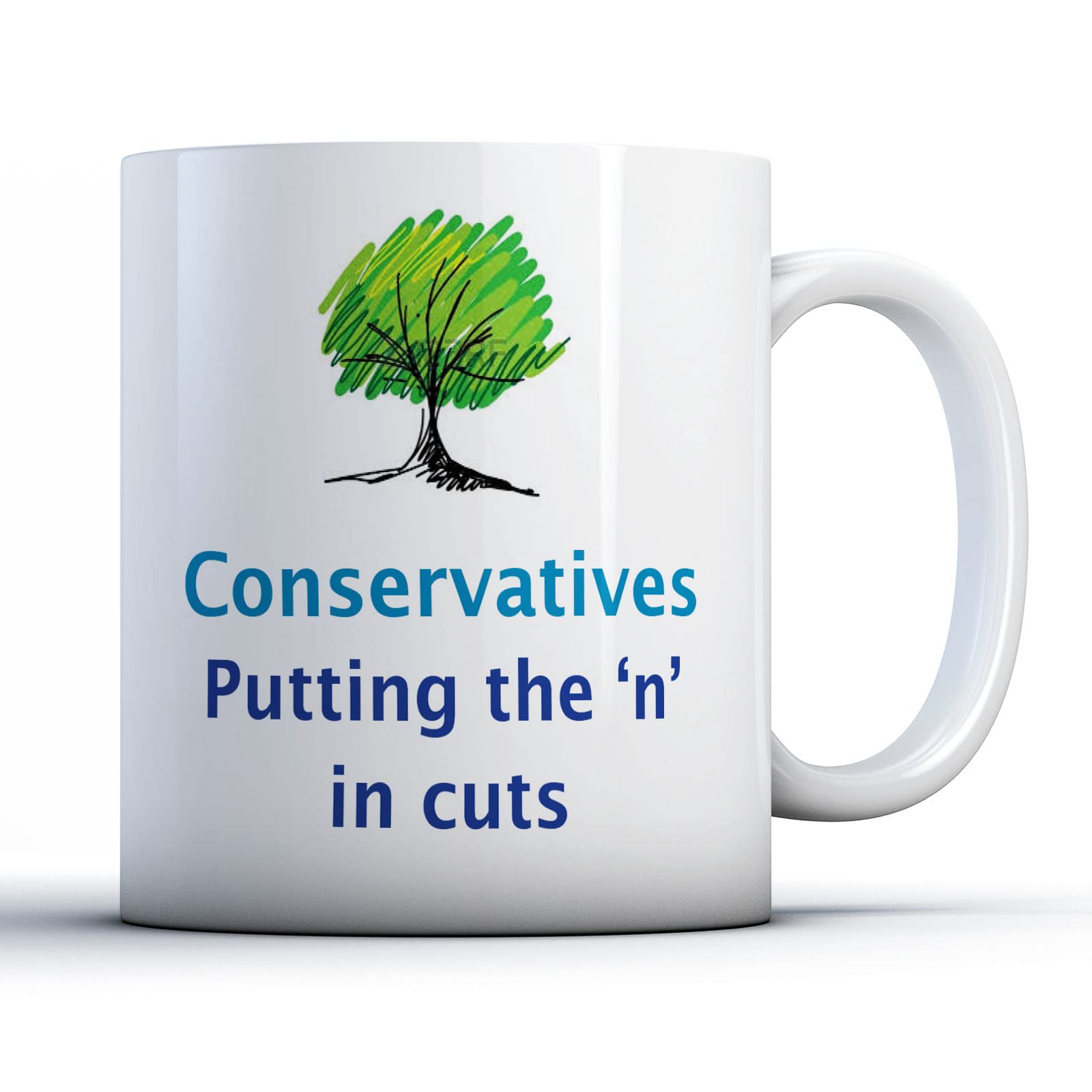 Finger prints - Conservatives - Putting The 'N' in Cuts - Funny Political Gift Mug, Ceramic, 11fl.oz.