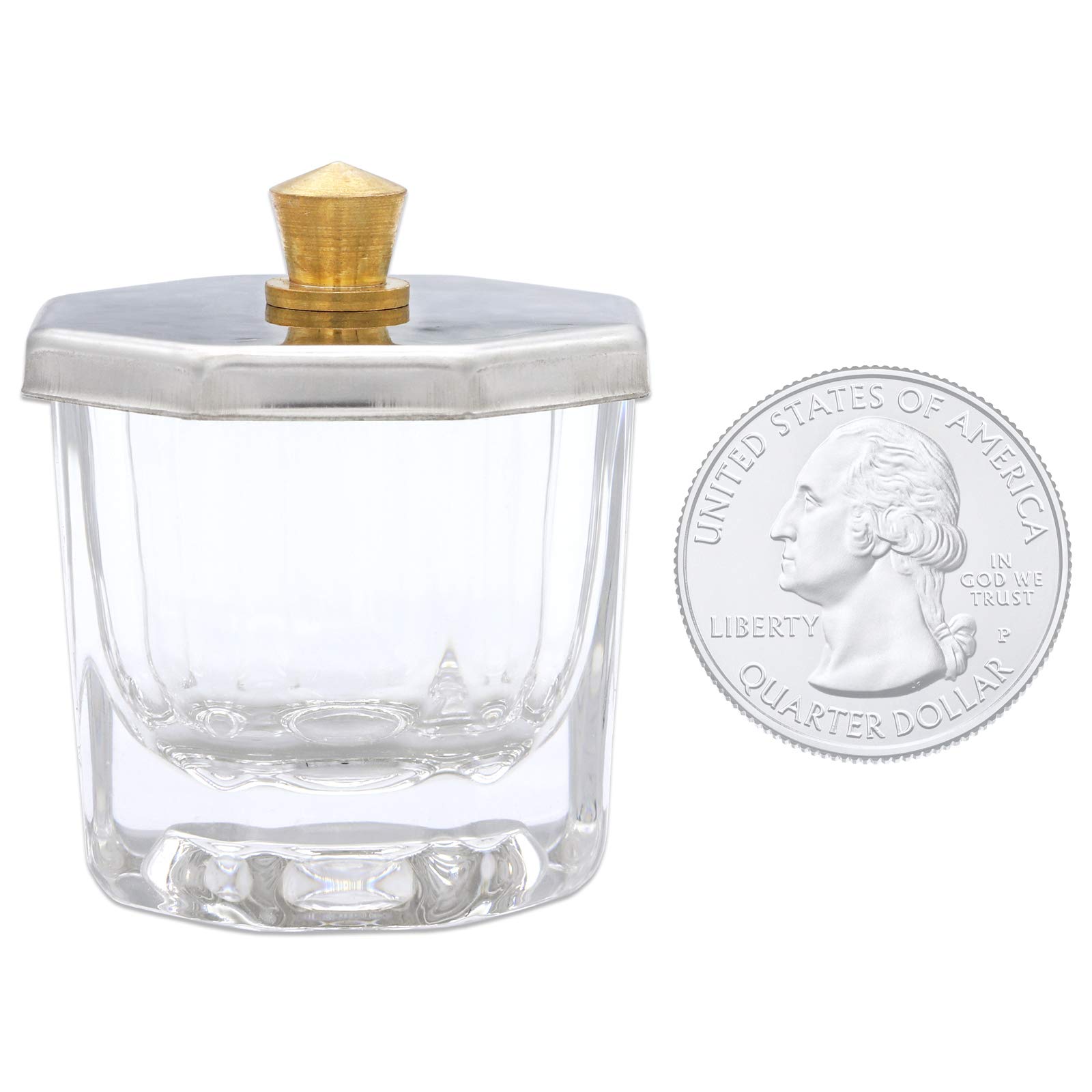 Beauticom Crystal Glass Dappen Dish for Acrylic Nail Dip Powder, Monomer, and Nail Polish Remover (Octagon Shape w/Stainless Steel Lid, 4 Pieces) - Image 8