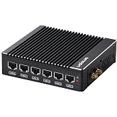 Sharevdi Micro Firewall Appliance, Fanless Mini PC Intel N3700 4Cores/4Threads, 6X Intel 2.5 GbE i226-V LAN, AES-NI, DDR3 8GB SSD 128GB Router Network Security USB3.0/VGA/HD