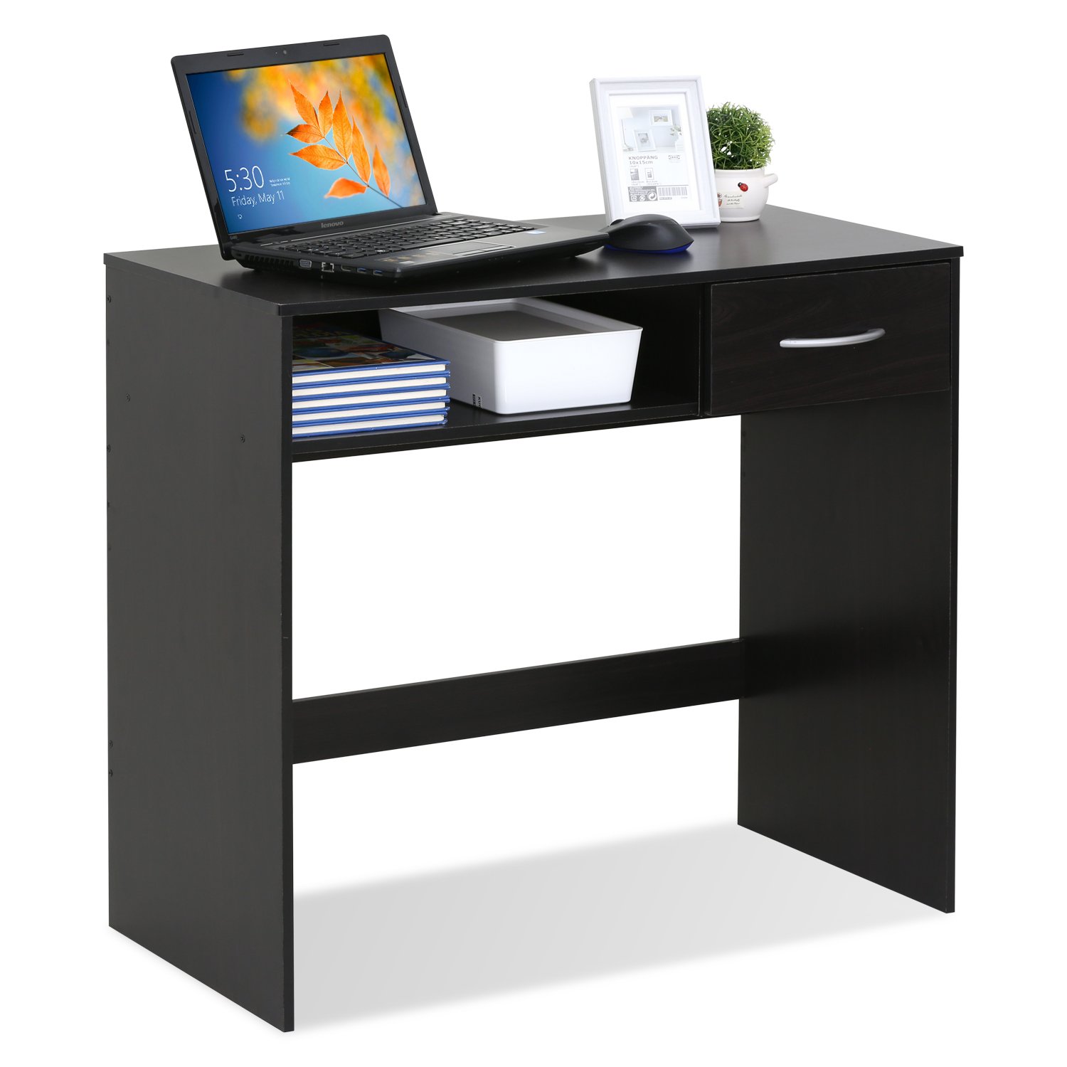 Furinno Computer Study Desk with Drawer, Engineered Wood, Espresso, 81.8 (W) x 73.9 (H) x 39.4 (D) cm