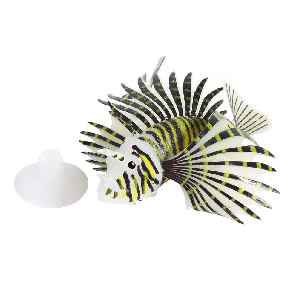Zerodis Fish Tank Ornament, Silicone Simulation Fish Ornament Luminous Fake Lionfish Decoration Aquarium Fish Tank Decoration(Black)