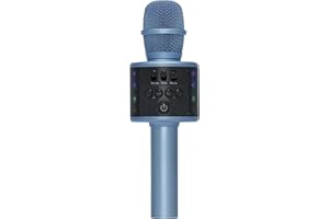 Core Innovations Wireless Bluetooth Karaoke Microphone with Built-in Speakers + HD Recording, Portable Handheld Mic | Blue