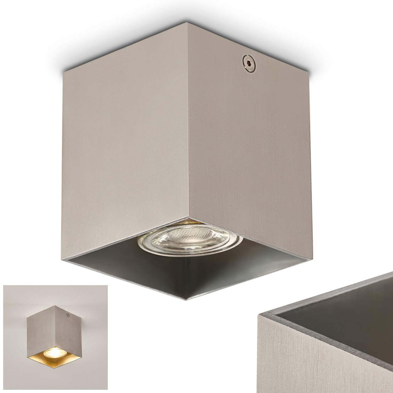 Ceiling lamp Curacao, Angular Ceiling lamp Made of Metal in Silver, 1 x G10 Socket, Light spot 1-Flame, Surface Mounted lamp, Without Bulbs