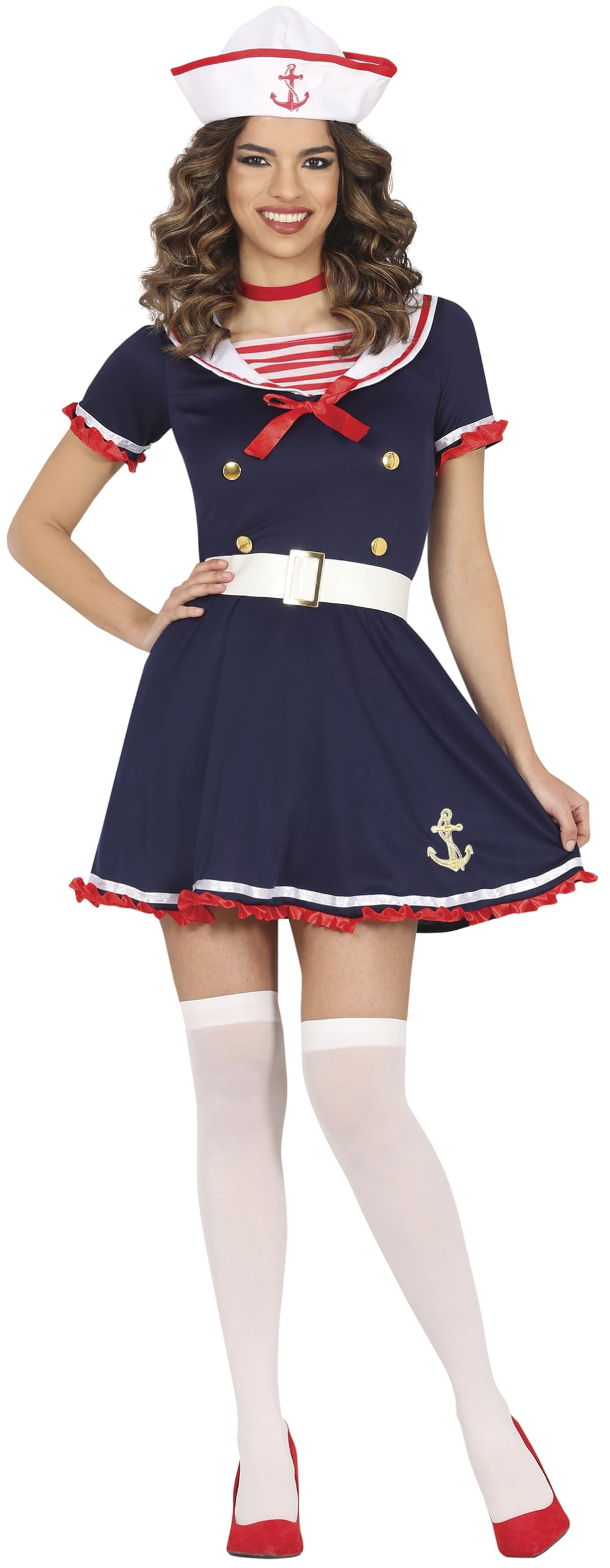 FIESTAS GUIRCA Charming Sailor Fancy Dress Women - Fancy Dress Costumes for Women incl. Sailor Hat Size S 8-10