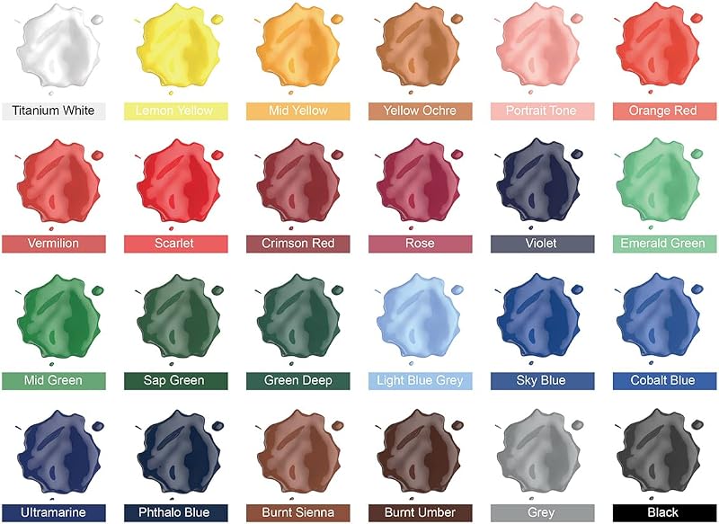 Peinture Acrylique 24x36ml avec pinceaux pour Toile Bois — photo 2 sur 6