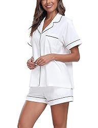 COLORFULLEAF Womens 100% Cotton Pajamas Short Set