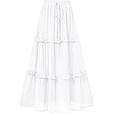BTFBM Women's Long Summer Skirt 2026 Elegant High Waist Cocktail Party Wedding Guest Dress Flared A-Line Midi Skirts