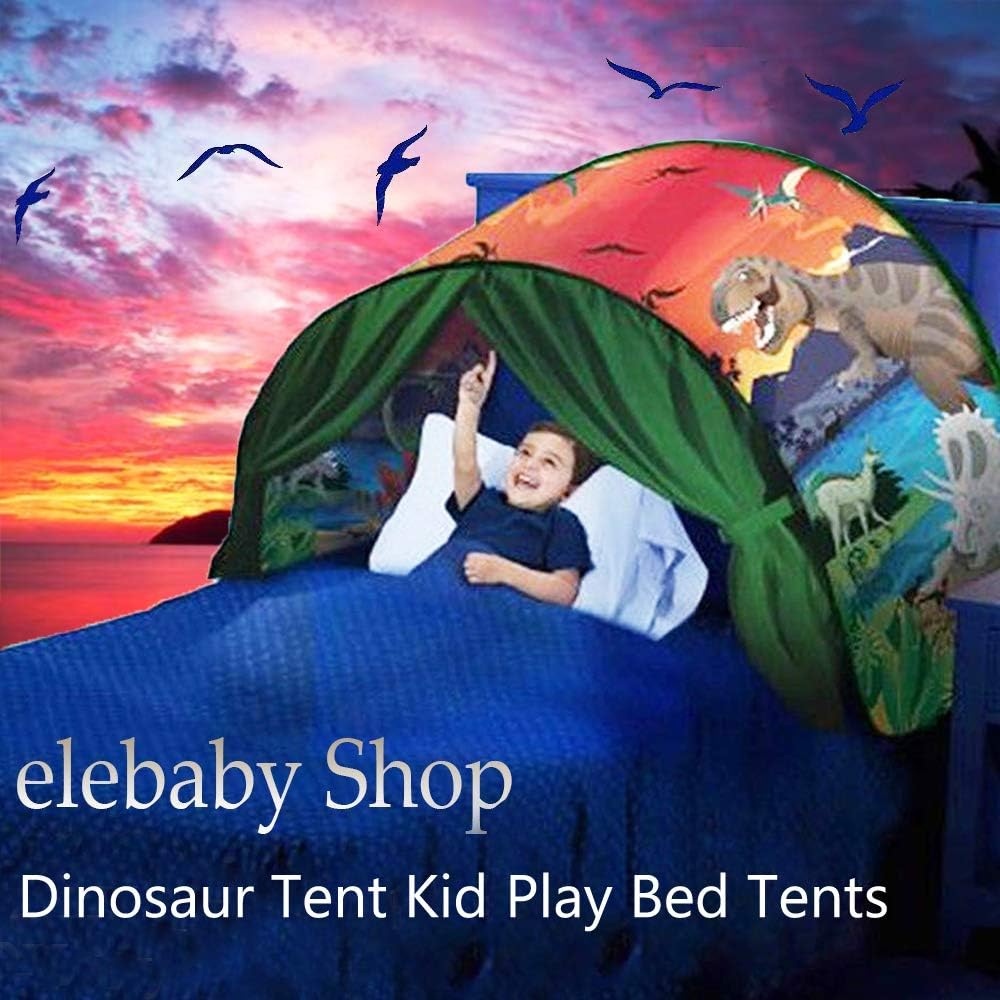 Quanj Kids Dream Bed Tent Children Play Tent Magic Unicorn Space Adventure Dinosaur Indoor Playhouse Boy Girls Birthday Gift