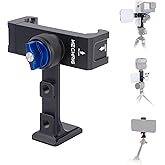 Mechrig 360 Rotation Aluminum Alloy Phone Mount Clamp with Cold Shoe & Arca Plate - Universal Horizontal/Vertical Holder for iPhone Samsung Vlog Live Streaming Camera Accessories 83001