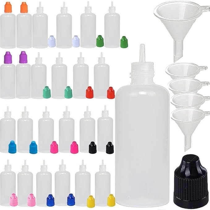 XIAONAN 20 Pack x 100ml LDPE Plastikware Leere Squeezable Dropper Flaschen mit Spitzen Abdeckung Bottles + Trichter von Shell