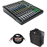 Mackie ProFX12v3 12-Channel Sound Reinforcement Mixer with Built-In FX, Gator Cases G-MIXERBAG-1515 Mixer Bag & Stereo Cable 10ft Bundle