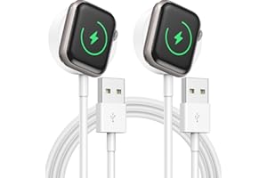 watcharge 𝟐𝐏𝐚𝐜𝐤 𝟑.𝟑𝐟𝐭/𝟏𝐦 for Apple Watch Charger USB Magnetic iWatch Charger Fast Charging Portable Compatible with iWatch Ultra2/Ultra/Series 9/8/7/6/SE/SE2/5/4/3/2/1, White