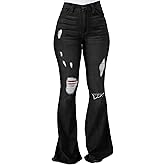 PEIHOT Vintage Bell Bottoms Flare Jeans for Women 90s High Waist Ripped Distressed Wide Leg High Rise Denim Pants