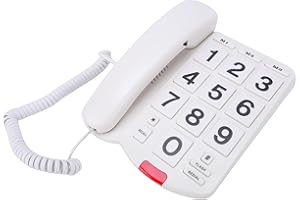 PUSOKEI Large Key Wired Telephone, Big Buttons Landline Phone for Seniors, One Touch Speed Dial, Redial, 110dB Ringer & 80dB 