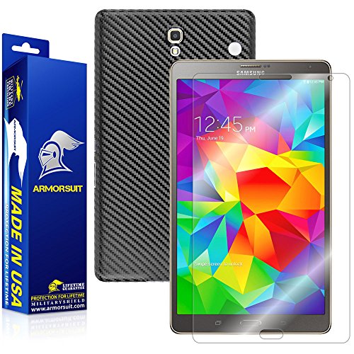 ArmorSuit MilitaryShield - Samsung Galaxy Tab S 8.4 LTE Screen Protector + Black Carbon Fiber Full Body Skin Protectorw/ Lifetime Replacements