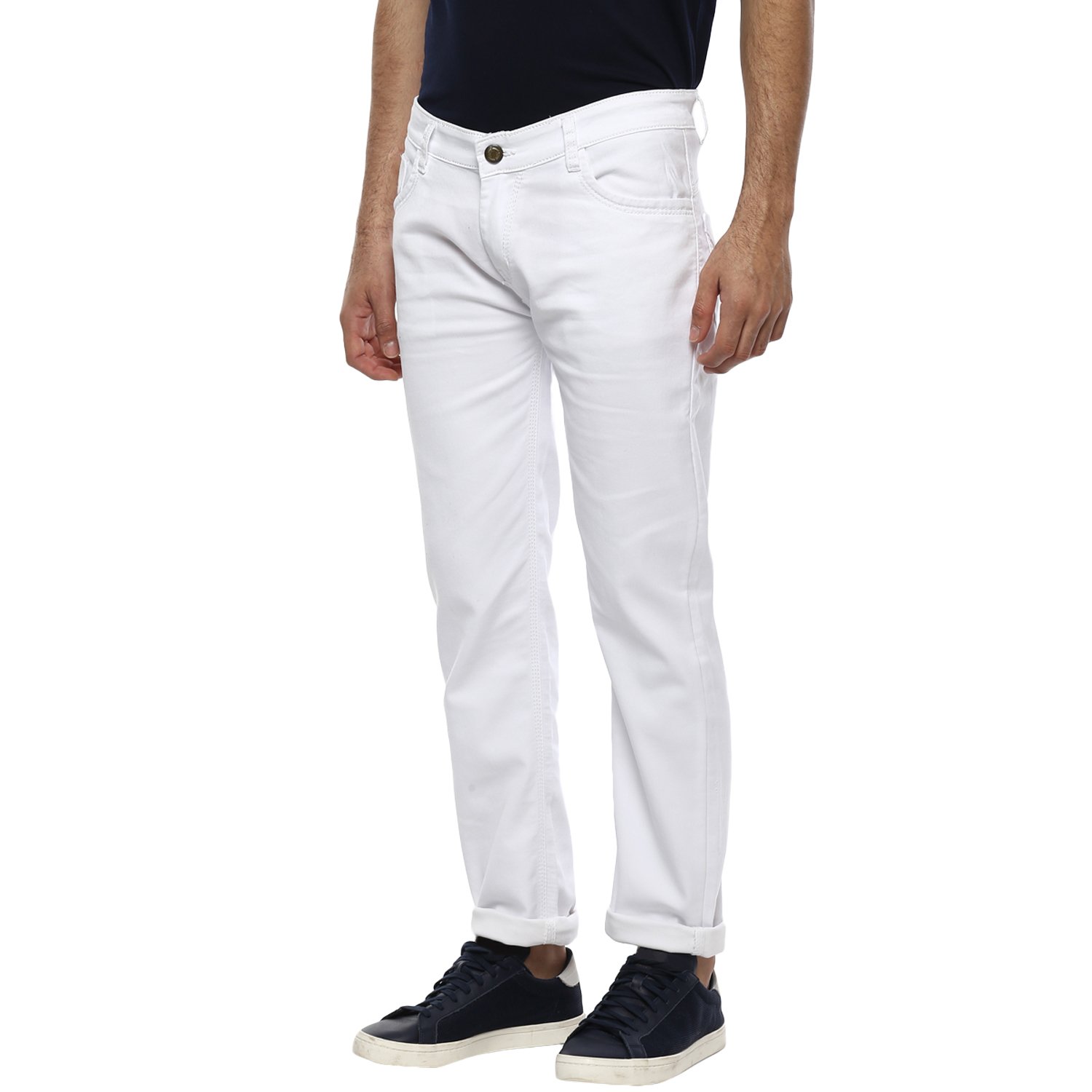 urbano fashion men's white slim fit stretch jeans