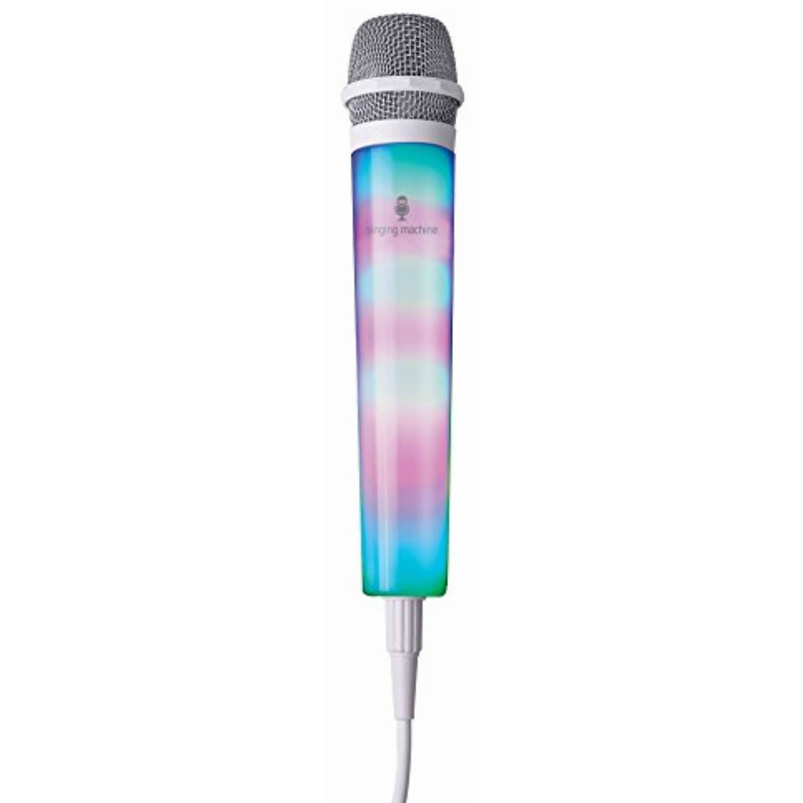 Singing Machine SMM225W Wired Microphone with LED Flashing Lights & 3 Metre Cord, White