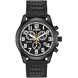 Citizen Eco-Drive Military Quartz Mens Watch, Stainless Steel with Nylon strap, Field watch, Black (Model: AT0205-01E)