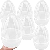 Octaday 6 Pcs 10 Inch Clear Plastic Easter Eggs Jumbo Transparent White Empty Eggs Fillable for Easter Basket Stuffers Party Supplies