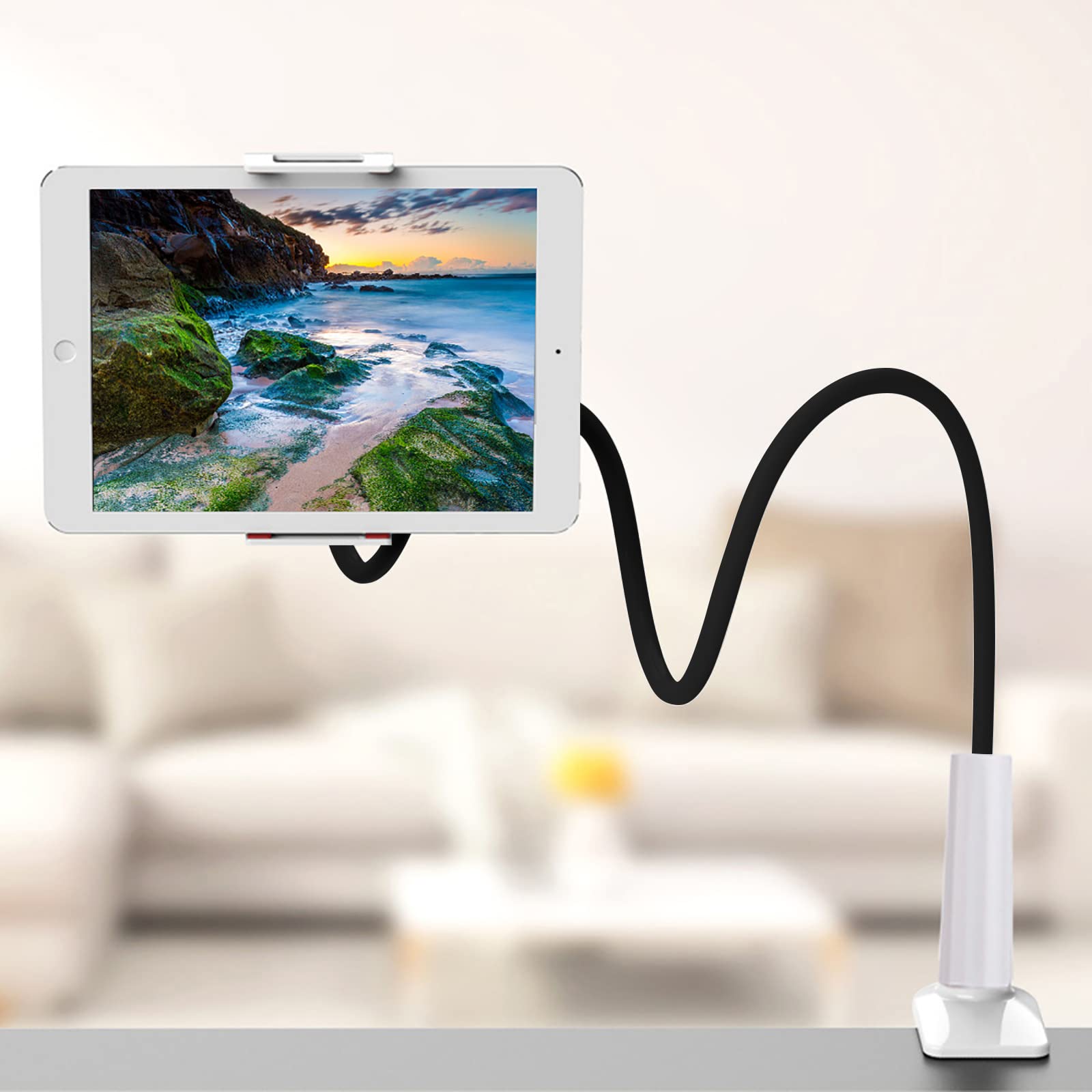 ROSEBEAR Flexible Cell Phone Holder Mount Lazy Holder, Universal Mobile Phone Stand for Bed Couch Kitchen (white black)