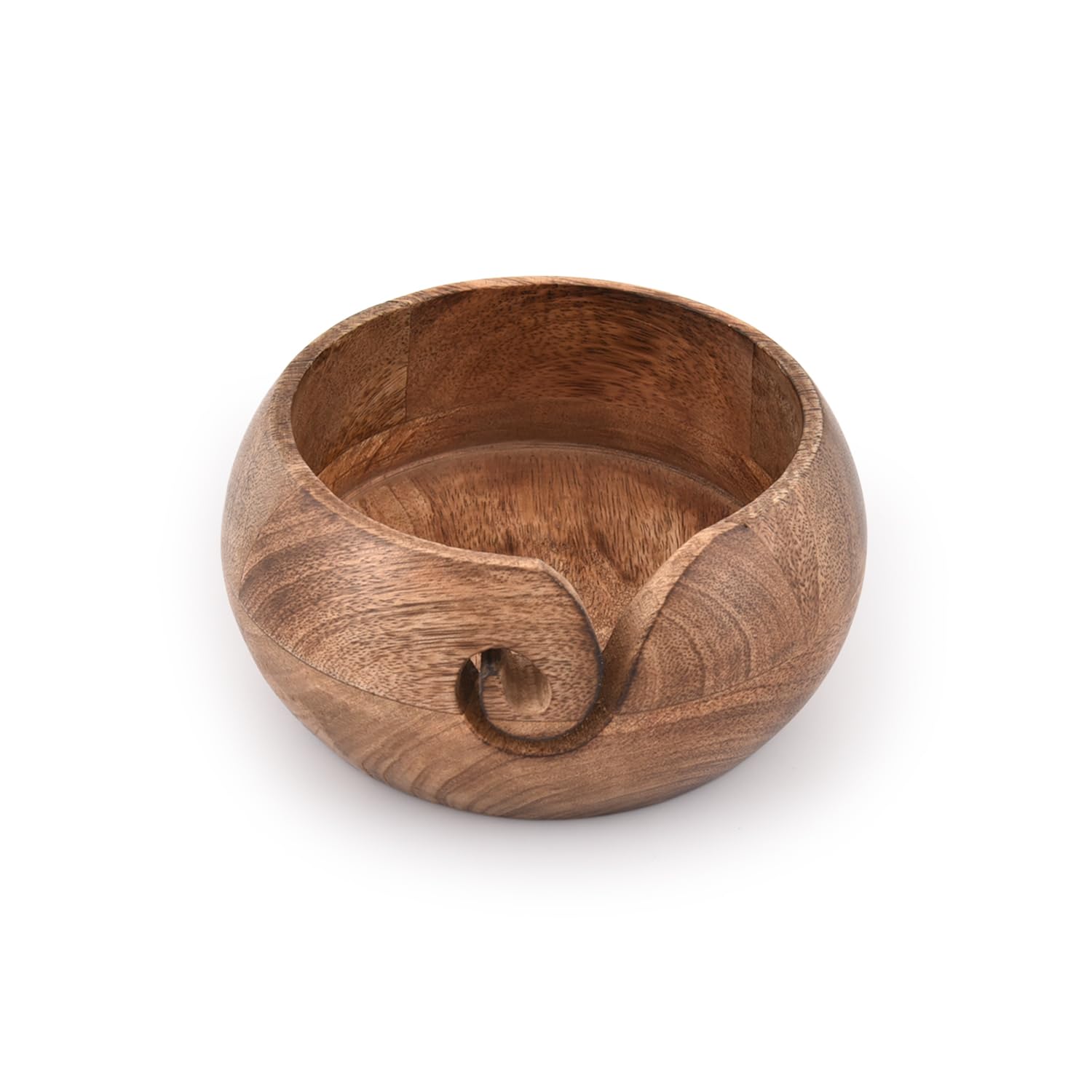 NIRMAN Wooden Yarn Bowl Hand Made by Indian Artisans with Premium Mango Wood for Knitting and Crochet (6