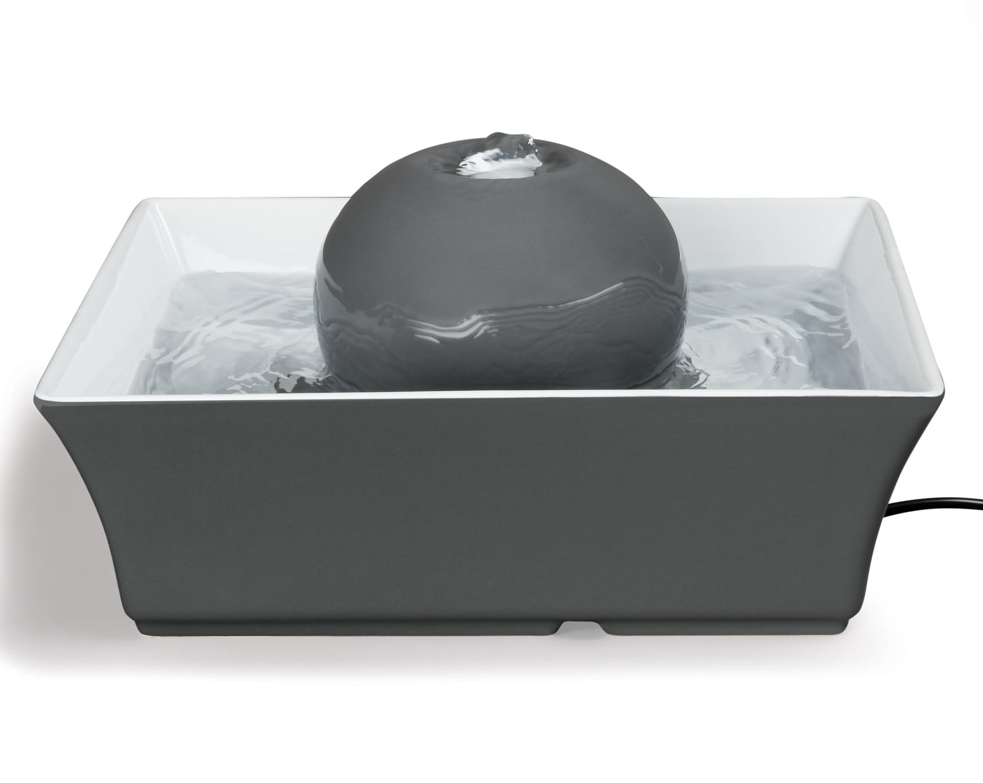 PetSafe Drinkwell Ceramic Pet Water Fountain - Quiet Automatic 70oz Dispenser for Cats & Dogs with Filters - Dishwasher Safe Square Design