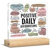 Encouragement Gifts for Women, Affirmations Gifts for Sister Friends, Motivational Positive Daily Affirmations Acrylic Plaque Sign with Wooden Stand Home Office Decor