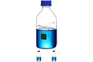 Maccx 34oz (1000ml) Glass Round Media Storage Bottles, Heavy-duty Borosilicate Glass Bottle with GL45 Screw Cap, Pack of 2, GL45RB1K0-002