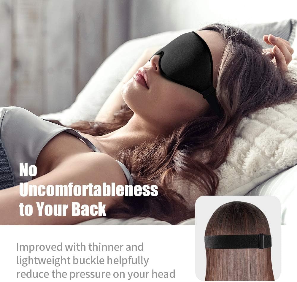 2020 Upgraded Sleep Eye Mask for Women Men, Soft Lycra Material Eye mask for Sleeping 3D Contoured Cup Sleep Mask & Blindfold,100% Black Out Light Sleeping Mask for Travel, Nap, Yoga-1Pack(Black): Health & Personal Care