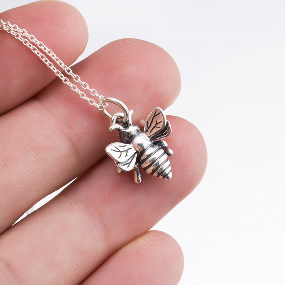 Yfnhoney Bee Necklace 925 Sterling Silver Bumblebee Pendant