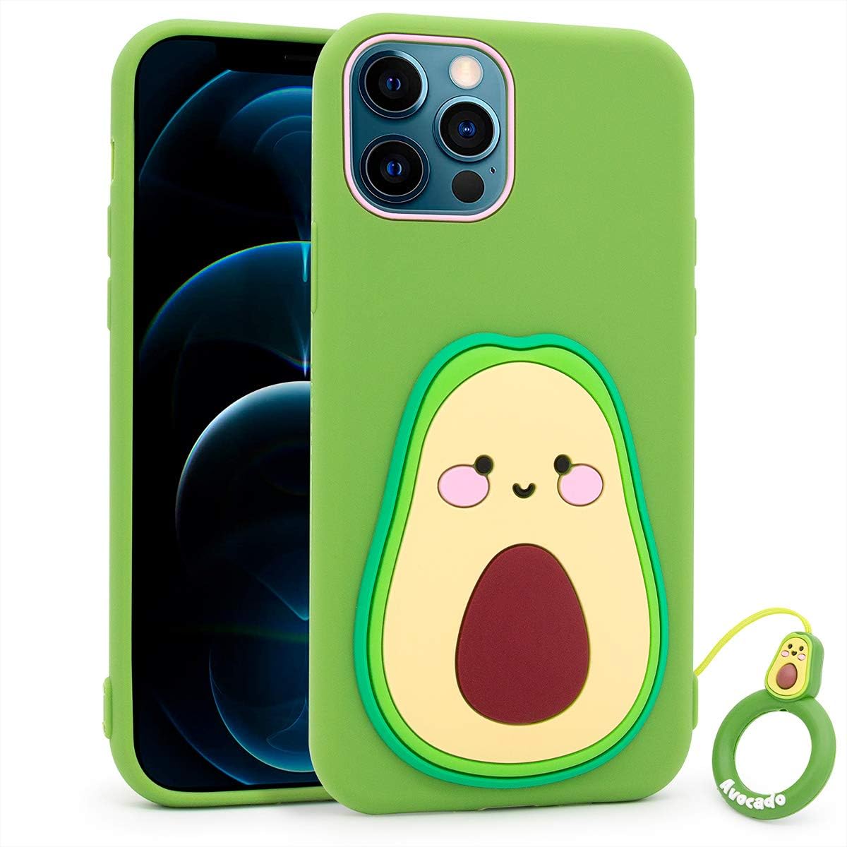 Amazon Com Megantree Cute Iphone 12 Pro Max Case Funny Fruit Avocado Shaped Soft Silicone 3d Cartoon Full Protection Shockproof Back Cover Cases Skin For Girls Kids Boys Women