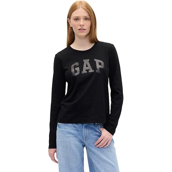 GAP Womens Long Sleeve Essential Ribbed Top Navy Uniform S at