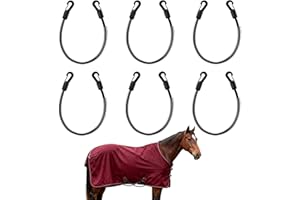 6pcs Horse Blanket Leg Straps Replacement Parts, 16in Elastic Tail Cord Adjustable Length Horse Blanket Leg Straps with Doubl