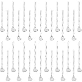 UNICRAFTALE 40Pcs Chain Extender Stainless Steel Extension Chain Sets Curb Chain Extender 60mm End Chains Chain Tabs Extension Tails with Tiny Heart Charm for Necklace Bracelet Jewelry Making