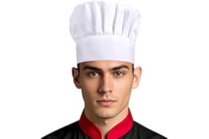 LIPETOL Chef Hat for Adult, Adjustable Elastic Poly-Cotton Kitchen Cooking Cap Chef Hats for Men/Women