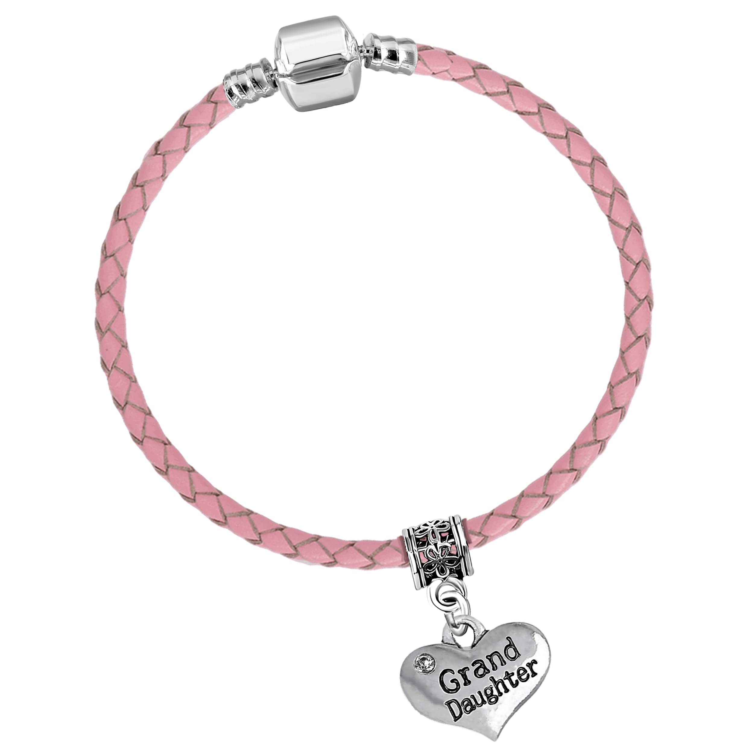 Granddaughter Girls 15cm Pink Leather Starter Charm Bracelet with Gift Box Birthday Gifts for Birthday Jewellery
