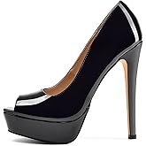 Elisabet Tang Women's Platform High Heels Pumps Shoes Peep Toe 5.5 inch Stilettos Slip On for Dress Wedding Party Prom