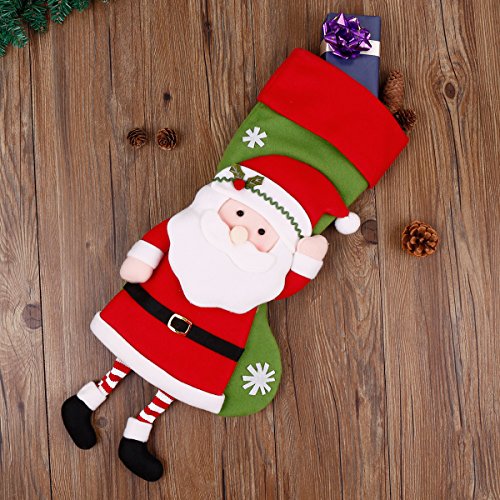 Christmas Stockings Gift Candy Bag Cartoon Santa Claus Xmas Stockings Holiday Decor (18") - Thumbnail 2