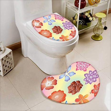 Amazon Lサイズ トイレマット ノスタルジック 西部 ヨーロッパ中世ルネッサンス風 東洋 ボーホー パターン レッド オレンジ 滑り止め マイクロファイバー バスルーム マット 滑り止め W24 X H32 W17 X H21 Xxmtd 15 cd K60xg80 Mtg K43xg1319 浴室足ふき