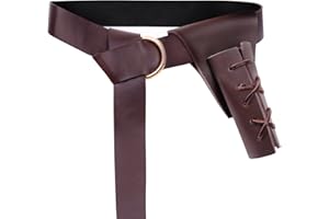 YAIZLBCA Medieval Knight Leather Belt with Pirate Sword Holster Dagger Frog Renaissance Belt Set for Knight Costume Cosplay