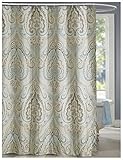 LanMeng Extra Long Fabric Shower Curtain, Classic Paisley Design, Mildew Resistant Waterproof Antibacterial, Multicolor Beige Brown Soft Blue (72-by-78 inches, 1)