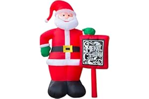 Holidayana Giant Santa Christmas Inflatable - 10 ft Tall Santa Clause with Merry Christmas Sign Inflatable Outdoor Yard Decoration with LED Lights, Built-in Fan, and Anchor Ropes