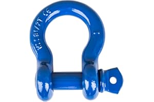 Hi-Gear Bow Shackle 1" inch D-Ring 51 Ton 102000 Lbs Maximum Break Strength WLL Working Load Limit 8.5 Tons 18700 lbs 1-1/8' Screw Pin Heavy Duty Lifting Rigging Recovery (Blue)